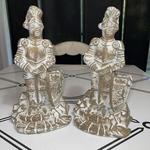Vtg Knights 1963 Universal Statuary Corp. St of 2‎ Resin Bookend Halloween